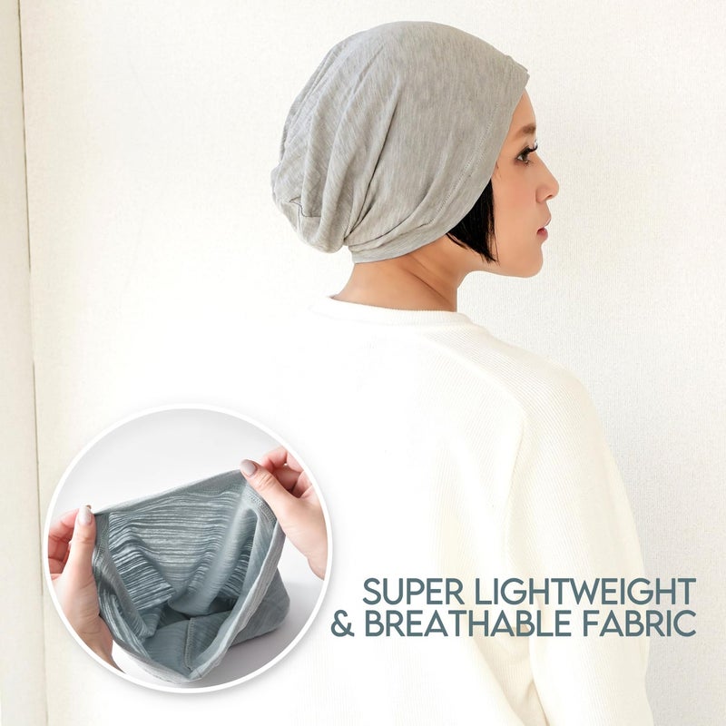 CHARM Cotton Summer Beanie for Men & Women - Slouchy Lightweight Chemo Headwear for Women, Hipster Fashion Slouchy Hat Light Blue - Image 5